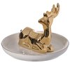 Uniquewise Modern Ceramic Trinket Dish Accent Plate Jewelry Holder White Plate and Gold Deer QI004368.DR